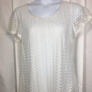 Kim Rogers Women White Lace Top  Sz 1X